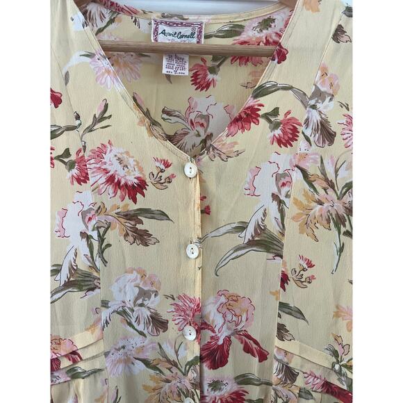 VTG April Cornnell Floral Sleveless Midi Dress Large Fairy Boho Cottage Granny - Picture 9 of 15